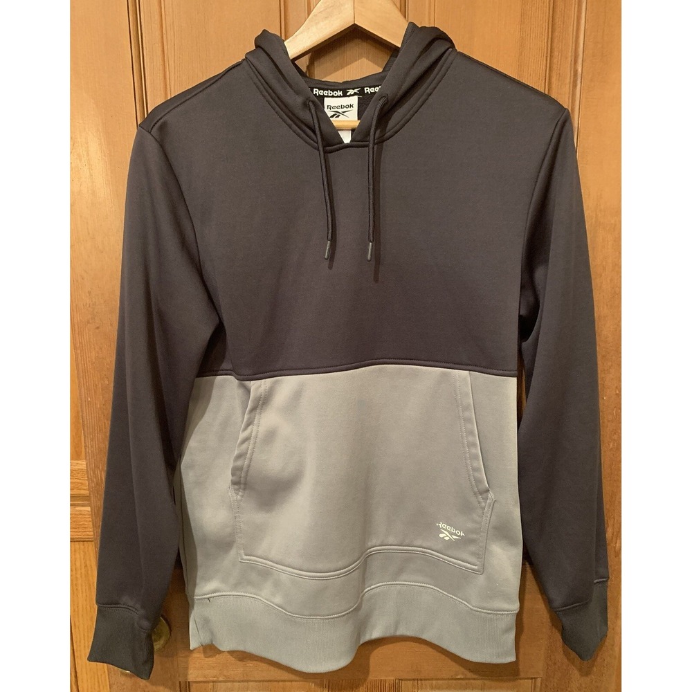 Reebok Hoodie‎ Men's Size Small Black Gray Pullover Sweatshirt